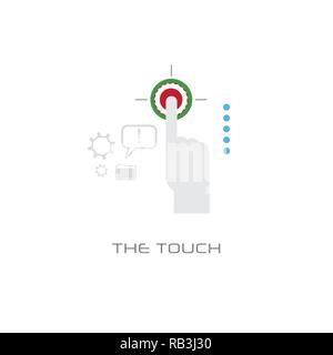 Finger drücken Sie klicken Geste touch screen Concept Line wählen Sie Stil isoliert Stock Vektor