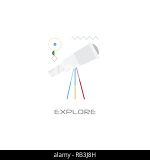 Teleskop Symbol Astronomie Wissenschaft erkunden Concept line style isoliert Stock Vektor