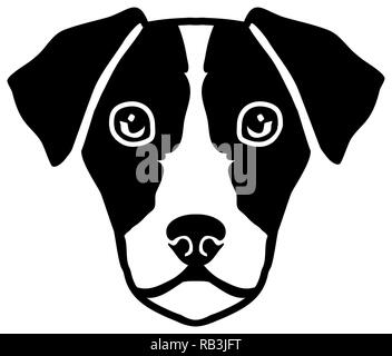 Jack Russell Terrier Kopf schwarz und weiß Stock Vektor