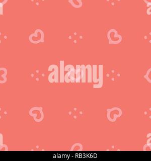 Elegante kreative nahtlose Vektor Hintergrund mit Herz und viel Liebe. Romantische Abbildung in Coral Farbe. Stock Vektor
