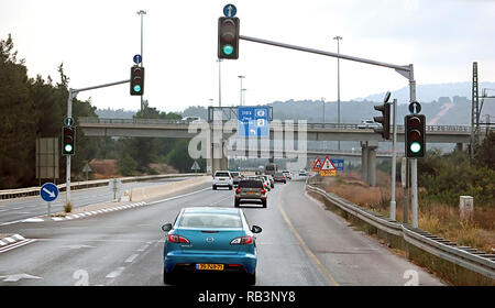 ISRAEL - September 21, 2017: Blick von der Straße in Israel am Morgen Stockfoto