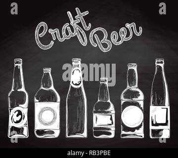 Satz von Bierflaschen. Vector Illustration. Skizze Stock Vektor