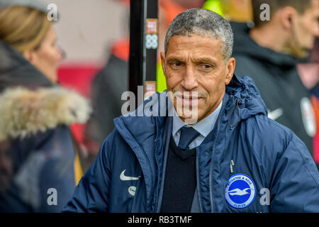 5. Januar 2019, Dean Court, London, England; die Emirate FA Cup, 3.Runde, Bournemouth vs Brighton; Chris Hughton Manager von Brighton Credit: Phil Westlake/News Bilder der Englischen Football League Bilder unterliegen DataCo Lizenz Stockfoto