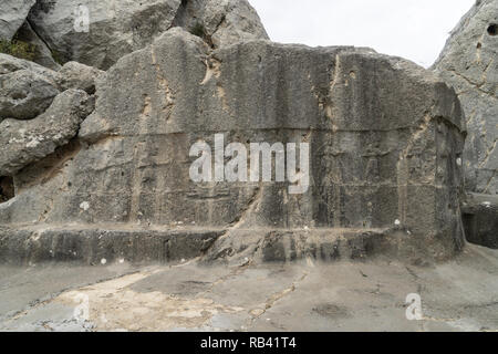 Hittie rock Relief in Hattusa. Hattusa, der 1986 von der UNESCO zum Weltkulturerbe aufgenommen wurde. Corum, Türkei. Stockfoto