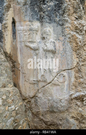 Hittie rock Relief in Hattusa. Hattusa, der 1986 von der UNESCO zum Weltkulturerbe aufgenommen wurde. Corum, Türkei. Stockfoto