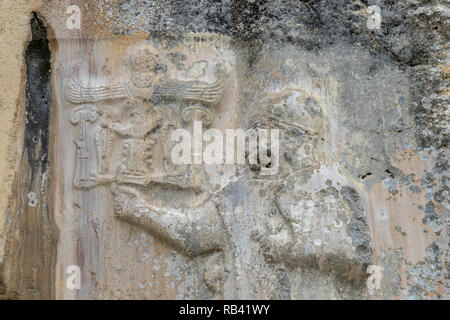 Hittie rock Relief in Hattusa. Hattusa, der 1986 von der UNESCO zum Weltkulturerbe aufgenommen wurde. Corum, Türkei. Stockfoto