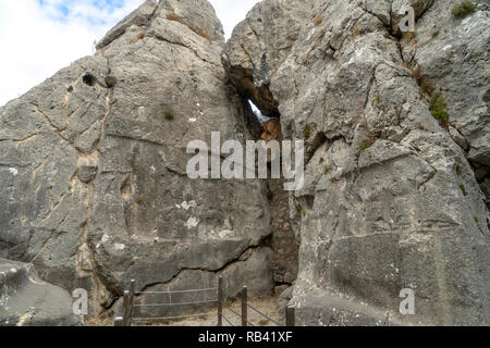 Hittie rock Relief in Hattusa. Hattusa, der 1986 von der UNESCO zum Weltkulturerbe aufgenommen wurde. Corum, Türkei. Stockfoto