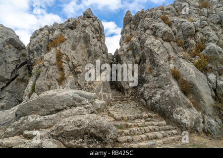 Hittie rock Relief in Hattusa. Hattusa, der 1986 von der UNESCO zum Weltkulturerbe aufgenommen wurde. Corum, Türkei. Stockfoto