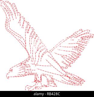 Adler mit gespreizten Flügeln für Symbol oder Logo Design. Line Art Stil Vector Illustration. Stock Vektor