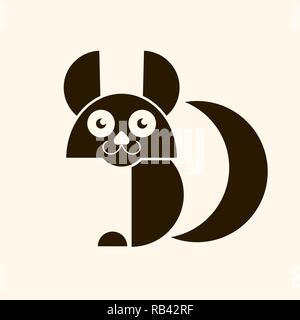 Schwarze Katze im Retro-Stil. Die Nacht der Mond die Sterne. Vektor Stock Vektor