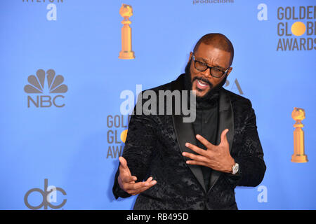 Los Angeles, USA. 06 Jan, 2019. LOS ANGELES, Ca. Januar 06, 2019: Tyler Perry am2019 Golden Globe Awards im Beverly Hilton Hotel. Foto: Paul Smith/Alamy leben Nachrichten Stockfoto