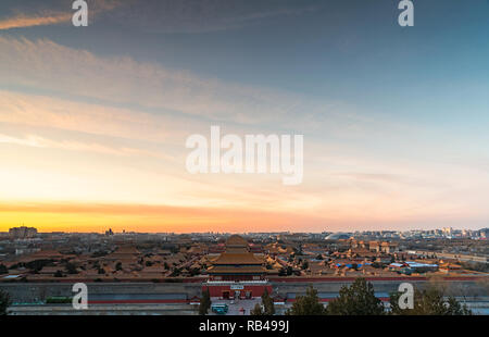 Peking, Peking, China. 5 Jan, 2019. Peking, China - Sunrise Landschaft am Palace Museum in Peking, China. Credit: SIPA Asien/ZUMA Draht/Alamy leben Nachrichten Stockfoto