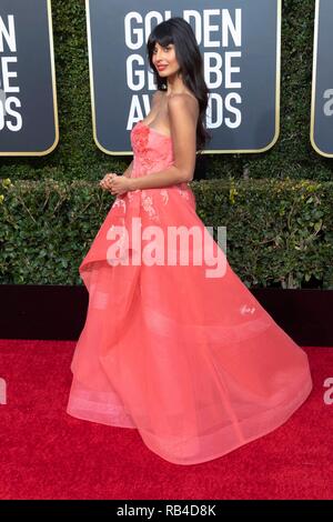 Jameela Jamil nimmt an der 76. jährlichen Golden Globe Awards, Golden Globes, im Beverly Hilton Hotel in Beverly Hills, Los Angeles, USA, am 06. Januar 2019. | Verwendung weltweit Stockfoto