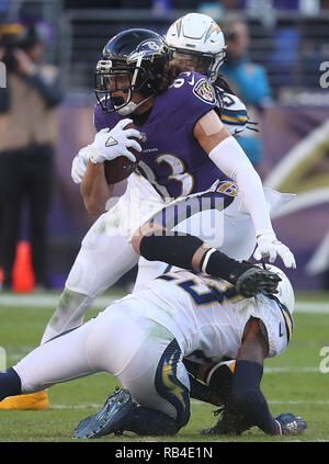 Baltimore, Maryland, USA. 06 Jan, 2019. Baltimore Ravens WR Willie Snead IV (83), die in Aktion gegen die Los Angeles Ladegeräte während der AFC wildcard Endspielspiel bei M&T Bank Stadium in Baltimore, MD, am 6. Januar 2019. Foto/Mike Buscher/Cal Sport Media Credit: Cal Sport Media/Alamy leben Nachrichten Stockfoto