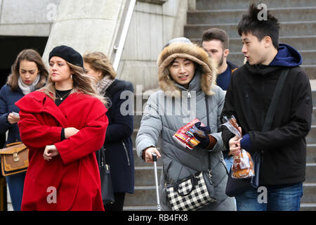 Westminster, London, Großbritannien. 7 Jan, 2019. Touristen in Westminster an einem kalten Tag in der Hauptstadt. Credit: Dinendra Haria/Alamy leben Nachrichten Stockfoto