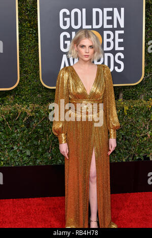 Beverly Hills, USA. 06 Jan, 2019. LOS ANGELES, Ca. Januar 06, 2019: Lucy Boynton Am2019 Golden Globe Awards im Beverly Hilton Hotel. © 2019 GFS Photo Library/PictureLux ALLE RECHTE VORBEHALTEN. Credit: PictureLux/Hollywood Archiv/Alamy leben Nachrichten Stockfoto