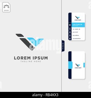 Minimale i, iv oder v erste Logo template Vector Illustration freie business card Template Design Stock Vektor