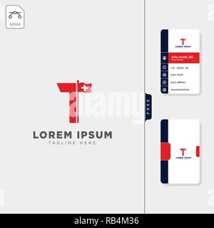 Erste T für Corporate in Swiss Business Logo template Vector Illustration, erhalten Sie kostenlose Visitenkarte Design Stock Vektor