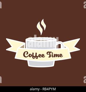 Isolierte Tasse und Farbband auf braunem Hintergrund, für Logo Design - Vector Illustration Stock Vektor