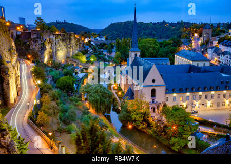 Skyline der Stadt Luxemburg gesehen über den Grund Quartal Stockfoto