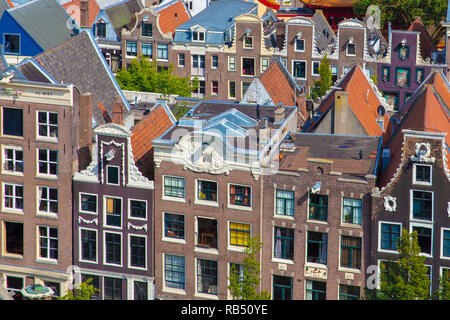 Die Niederlande, Amsterdam, Blick vom Dach der Alten Kirche auf der Wallen oder Red Light District. Stockfoto