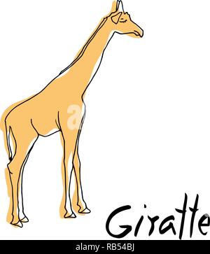 Giraffe im Cartoon Stil, ist auf weißem Hintergrund isoliert. Afrikanische Tier- und Pflanzenwelt vector illustration symbol. Stock Vektor