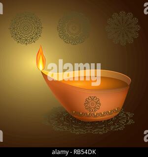 Schöne Diwali-fest diya Hintergrund. Design Vector Illustration Stock Vektor