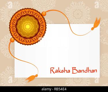 Raksha Bandhan Festival Grußkartenvorlage. Schönen Hintergrund mit Abbildung der rakhi. Design Vector Illustration Stock Vektor