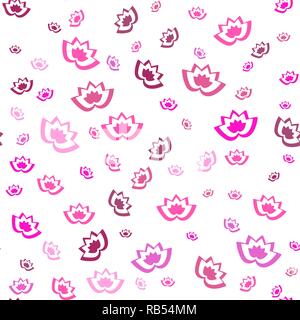 Nahtlose Muster von rosa Lotusse auf einem weißen Hintergrund. Vector Illustration Stock Vektor