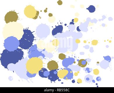 Farbe Flecken Grunge Background Vektor. Farbiger Tinte splatter, Spray Blots, Schlamm spot Elemente. Aquarellfarbe Spritzer Muster, Abstrich Flüssigkeit Flecken spo Stock Vektor