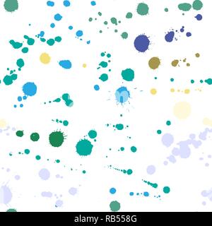 Nahtlose Muster von Tinte Flecken auf weißem Hintergrund. Vector Illustration Stock Vektor