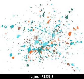 Farbe Flecken Grunge Background Vektor. Farbiger Tinte splatter, Spray Blots, Schlamm spot Elemente. Aquarellfarbe Spritzer Muster, Abstrich Flüssigkeit Flecken spo Stock Vektor