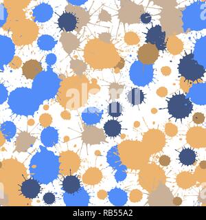 Nahtlose Muster von Tinte Flecken auf weißem Hintergrund. Vector Illustration Stock Vektor