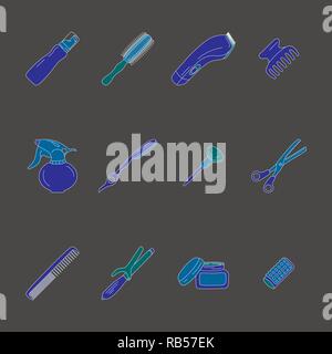 Barbershop Sammlung auf weißem Hintergrund isoliert. Vector Icons Stock Vektor