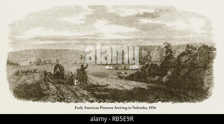 Pioniere der Ankunft in Nebraska, frühen amerikanischen Viktorianischen Gravur, 1856 Stockfoto