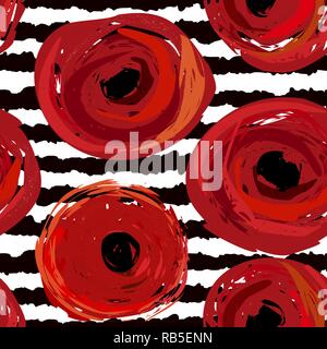 Nahtlose Muster mit abstrakten Roter Mohn. Vector Illustration Stock Vektor