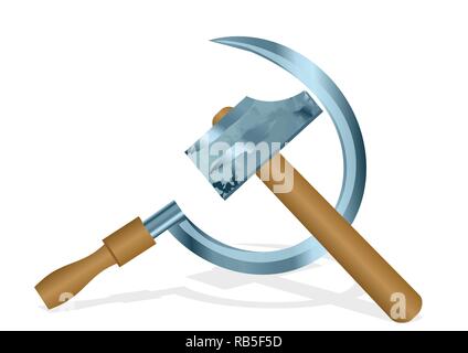 Hammer und Sichel auf weißem Hintergrund Stock Vektor