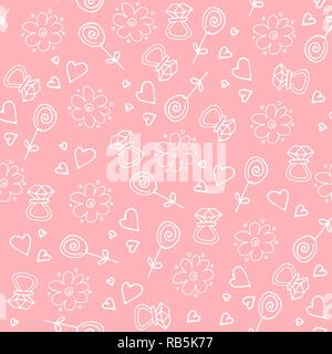 Liebe Symbole nahtlose Muster. Hand gezeichnet doodles Vector Illustration. Happy Valentine s Day. Stock Vektor