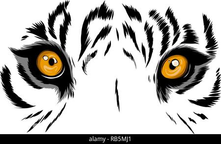 Vector Illustration Tiger Augen Maskottchen Grafik auf weißem Hintergrund Stock Vektor