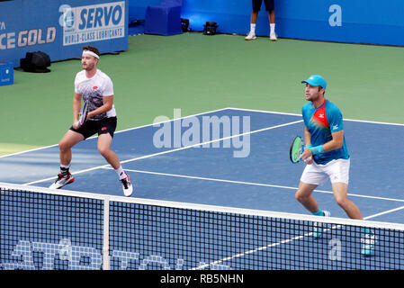 Pune, Indien. 5. Januar 2019. Jonny O'Mara und Luke Bambridge in Aktion im Doppel Finale bei Tata Open Maharashtra in Pune, Indien. Stockfoto