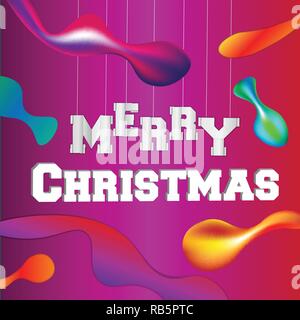 Moderne Frohe Weihnachten Text mit 2-in-1- und 3-D-Effekte und lebendige Farben Stock Vektor