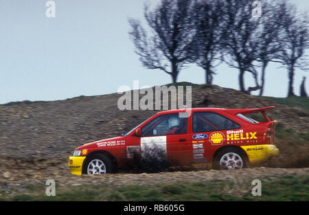 1992 Ford Escort RS Cosworth Rally Auto einer Rallye in Wales UK Stockfoto