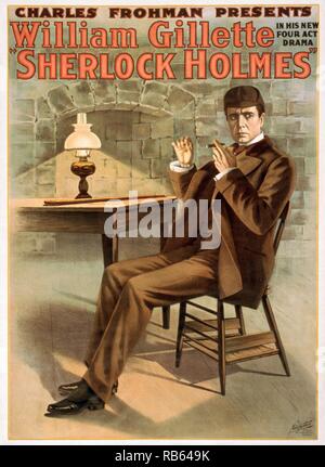 William Hooker Gillette, wie Sherlock Holmes. Sherlock Holmes eine Vier-Act play geschrieben von William Gillette und Sir Arthur Conan Doyle auf der Basis von Conan Doyle's Charakter Sherlock Holmes. Stockfoto