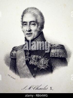 Charles X von Frankreich (1757-1836), König von Frankreich von 1824 bis zu seiner Abdankung in der Juli Revolution von 1830. Lithographie, Paris, c 1840.