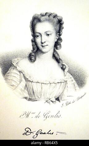 Madame de Genlis (1748-1830): Stephanie Felicite Ducrest de St-Aubin, Comtesse de Genlis, französischer Schriftsteller und Pädagoge. Lithograh, Paris, c 1840. Stockfoto
