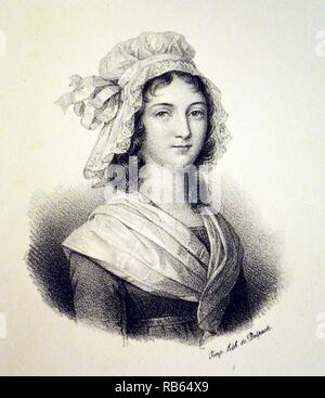 Charlotte Corday (1768-1793) Mörder des französischen Revolutionäre Marat. Lithographie, Paris, c1840. Stockfoto