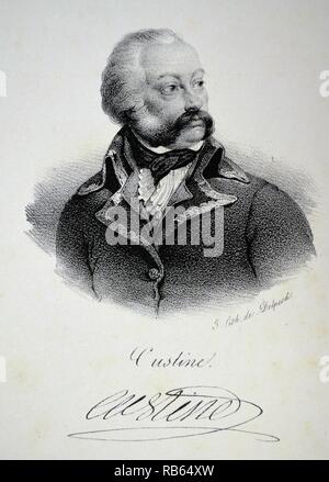 Adam Philippe, Comte de Custine (1740-1793, französischer General. Im August 1793 während der Französischen Revolution die Guillotine hingerichtet. Lithographie, Paris, c 1840. Stockfoto