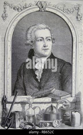 Antoine Laurent Lavoisier (1743-1794) französischer Chemiker "der Vater der modernen Chemie". Gravur, Paris, 1874. Stockfoto