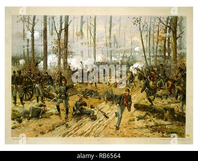 Schlacht von Shiloh von de Thulstrup Thure. Die Schlacht von Shiloh, die auch als Schlacht von Pittsburgh Landung bekannt, eine große Schlacht war in den westlichen Theater des Amerikanischen Bürgerkriegs, April 6-7, 1862 kämpften, im süd-westlichen Tennessee Stockfoto