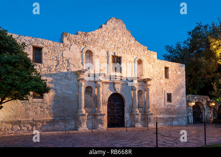 Die Alamo - Standort einer heroischen Schlacht für Texas' Unabhängigkeit von Mexiko in 1835, San Antonio, Texas, USA Stockfoto